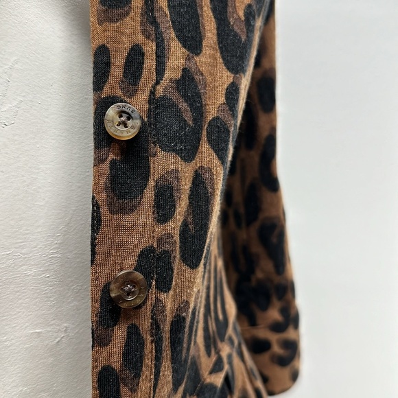 Samantha Sung Shirt Dress Button Down Animal Print Wool Silk Brown Black Size 0 - Picture 7 of 13